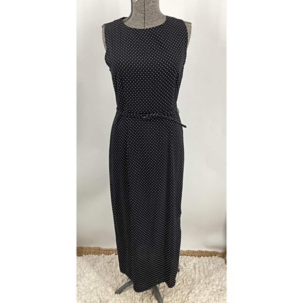 Los Angeles gal vintage classic black and white polkadot midi dress with belt 14